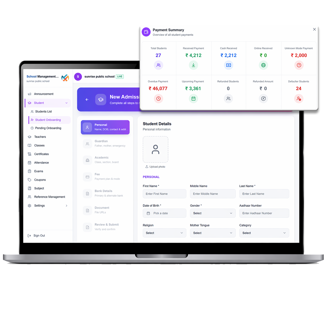 student admission and management system for schools